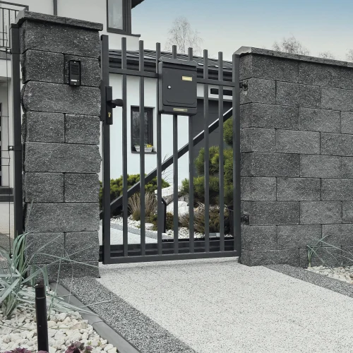Камень для столба забора 4х секционный, графит, 360х360х180