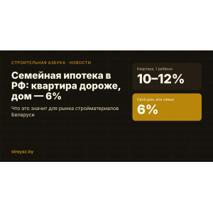 Семейная ипотека в РФ: дом за 6%, квартира дороже. Что ждёт РБ