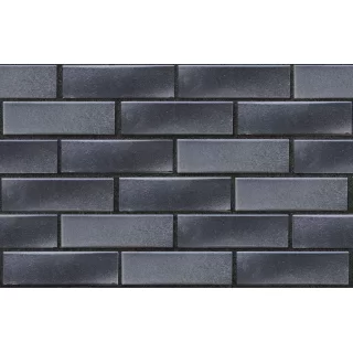 Клинкерный кирпич  чёрно-серебристый БЕРГЕН, гладкий, серия Обсидиан, ЛСР