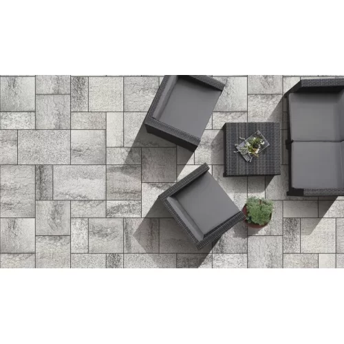 Купить Польская плитка тротуарная графитово-белая, 250х250х60, Umbriano, Semmelrock