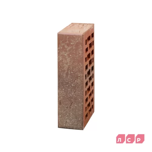 Кирпич облицовочный пустотелый красный флэш с пепельной посыпкой, поверхность рустик Витебск