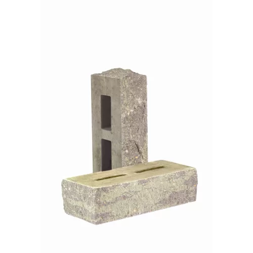 Купить Кирпич облицовочный гиперпрессованный пустотелый тычковый «Дикий камень» графитово-зеленый КСПБ67