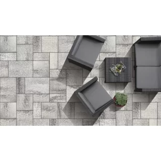 Польская плитка тротуарная графитово-белая, 250х250х60, Umbriano, Semmelrock