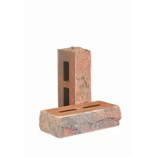 Кирпич облицовочный гиперпрессованный пустотелый «Дикий камень» тычковый красно-графитовый КСПБ46