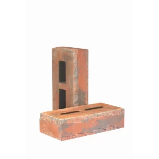 Кирпич облицовочный гиперпрессованный пустотелый тычковый «Зигзаг» красно-графитовый КСПЕ46-Ф